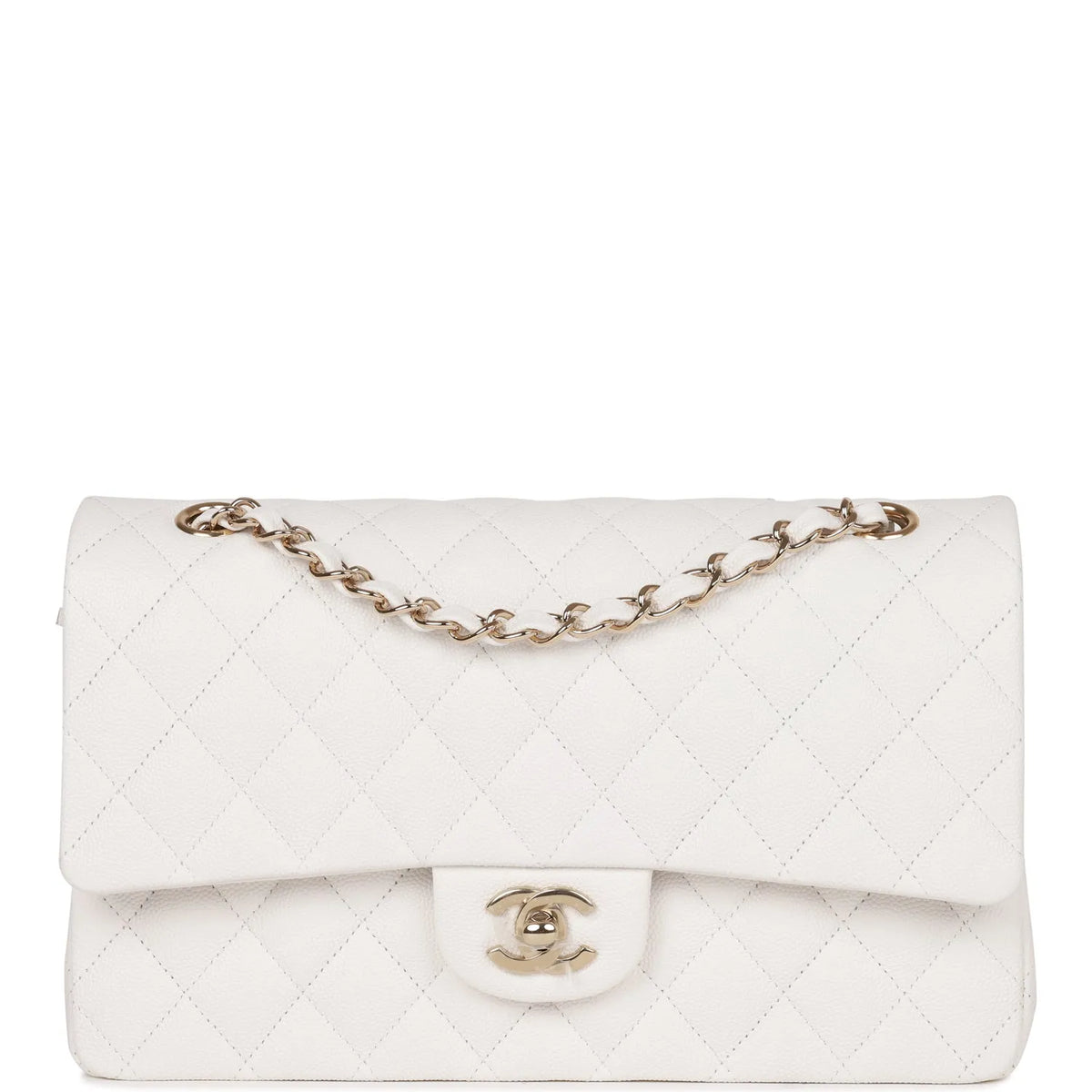 White Caviar Double Flap Bag K755