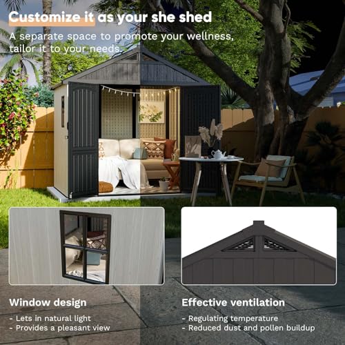 8' x 6' Plastic Outdoor Storage Shed with Floor X3473