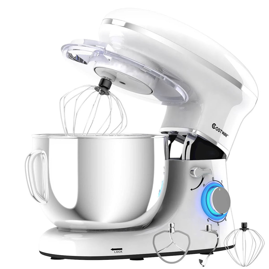 6.3 qt Tilt-Head Stainless Steel Electric Stand Mixer White M30067