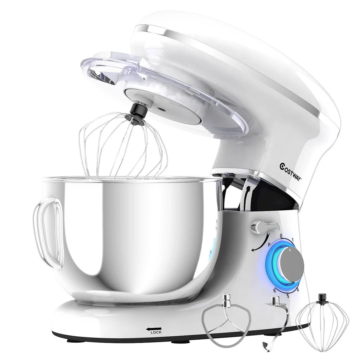 6.3 qt Tilt-Head Stainless Steel Electric Stand Mixer White M30067