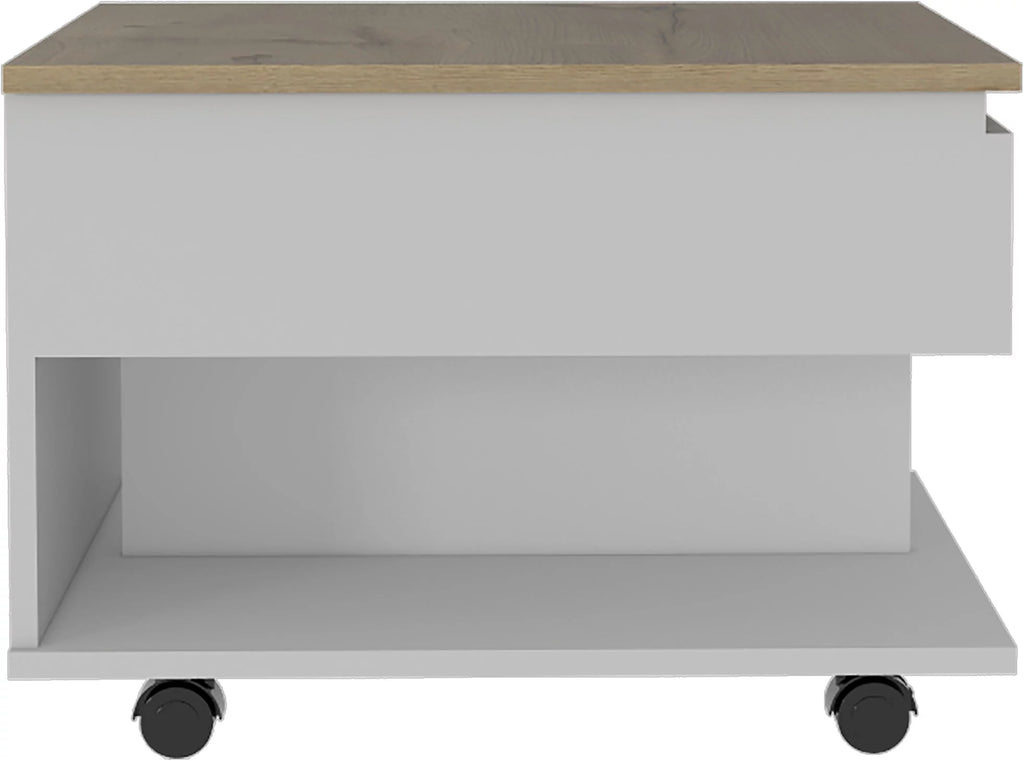 White Light Oak Lift Top Coffee Table with Casters and One Shelf J3995