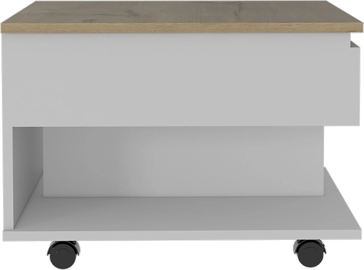 White Light Oak Lift Top Coffee Table with Casters and One Shelf J3995