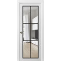 Solid Wood Interior Sliding French Pocket Door with Clear Glass P96119