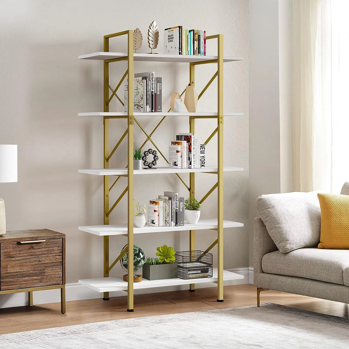 White 5 Tier Bookshelf N6017