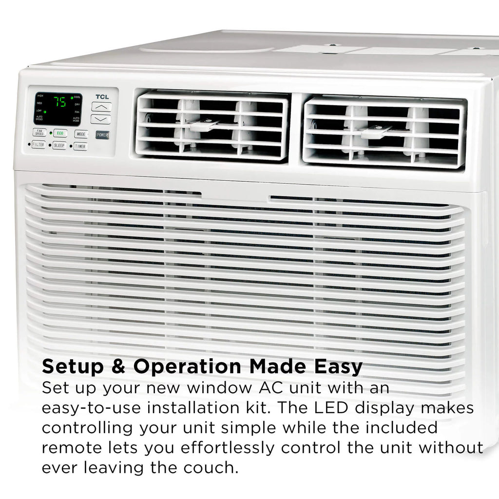 8000 BTU Smart Window Air Conditioner with Remote, White A389350