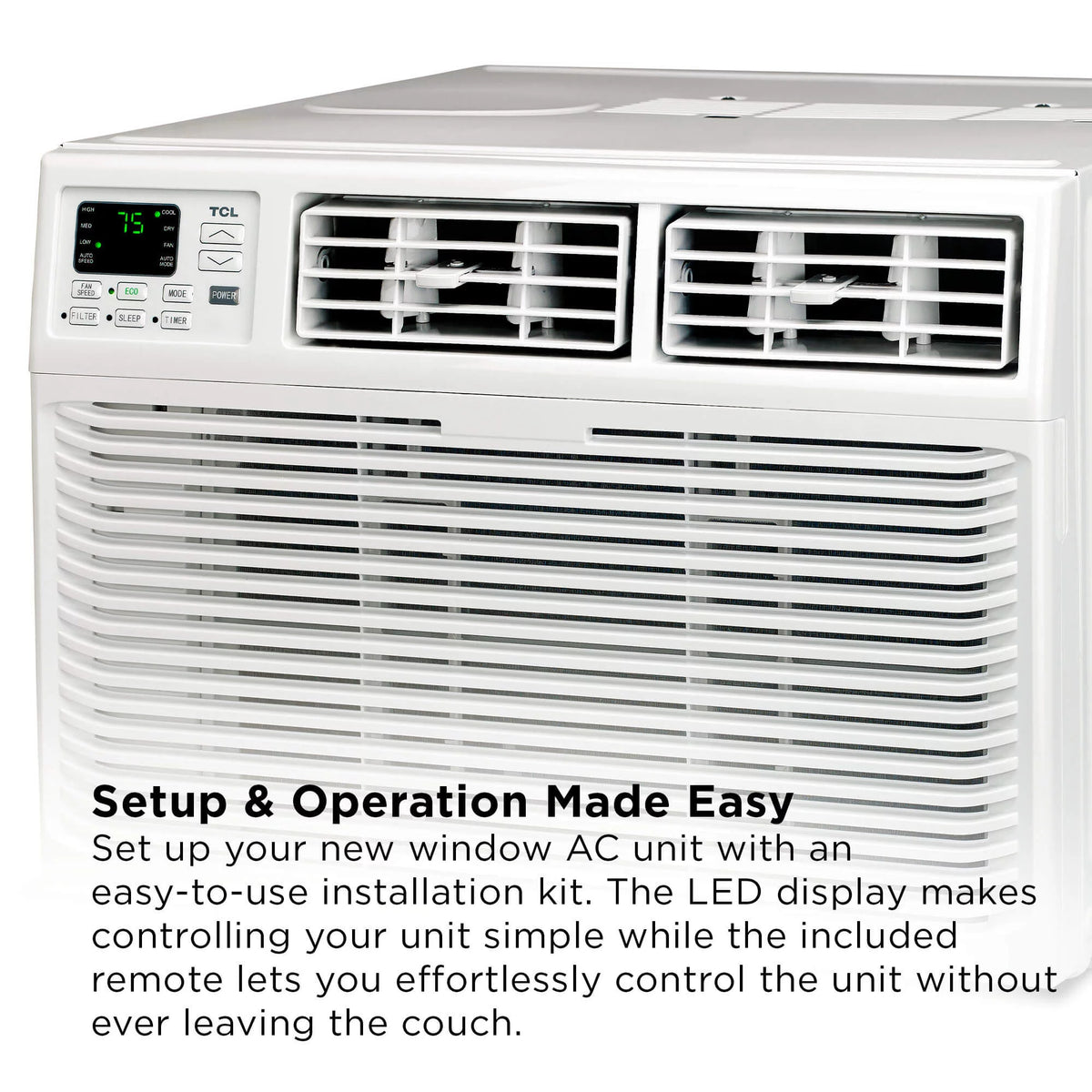 8000 BTU Smart Window Air Conditioner with Remote, White A389350