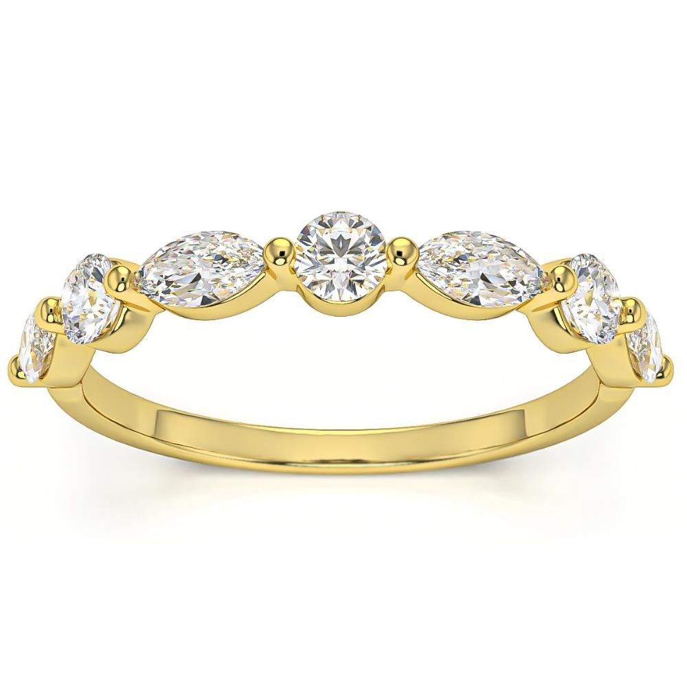 1Ct Marquise & Round Diamond Wedding Ring in White, Yellow, or Rose Gold F33640