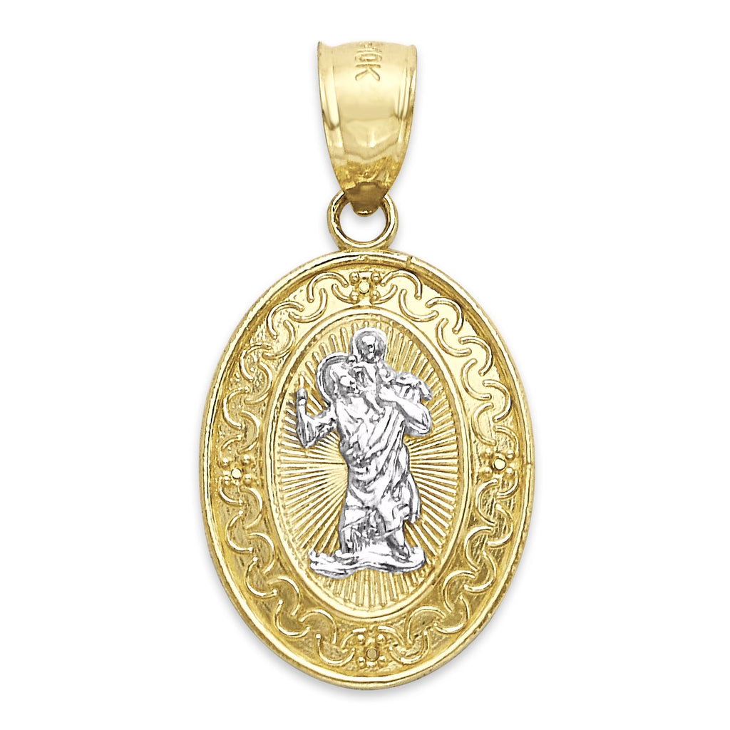 14k Real Solid Gold Saint Christopher Pendant X19094