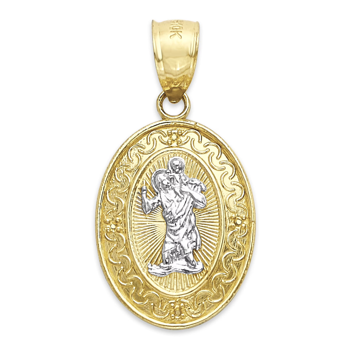 14k Real Solid Gold Saint Christopher Pendant X19094