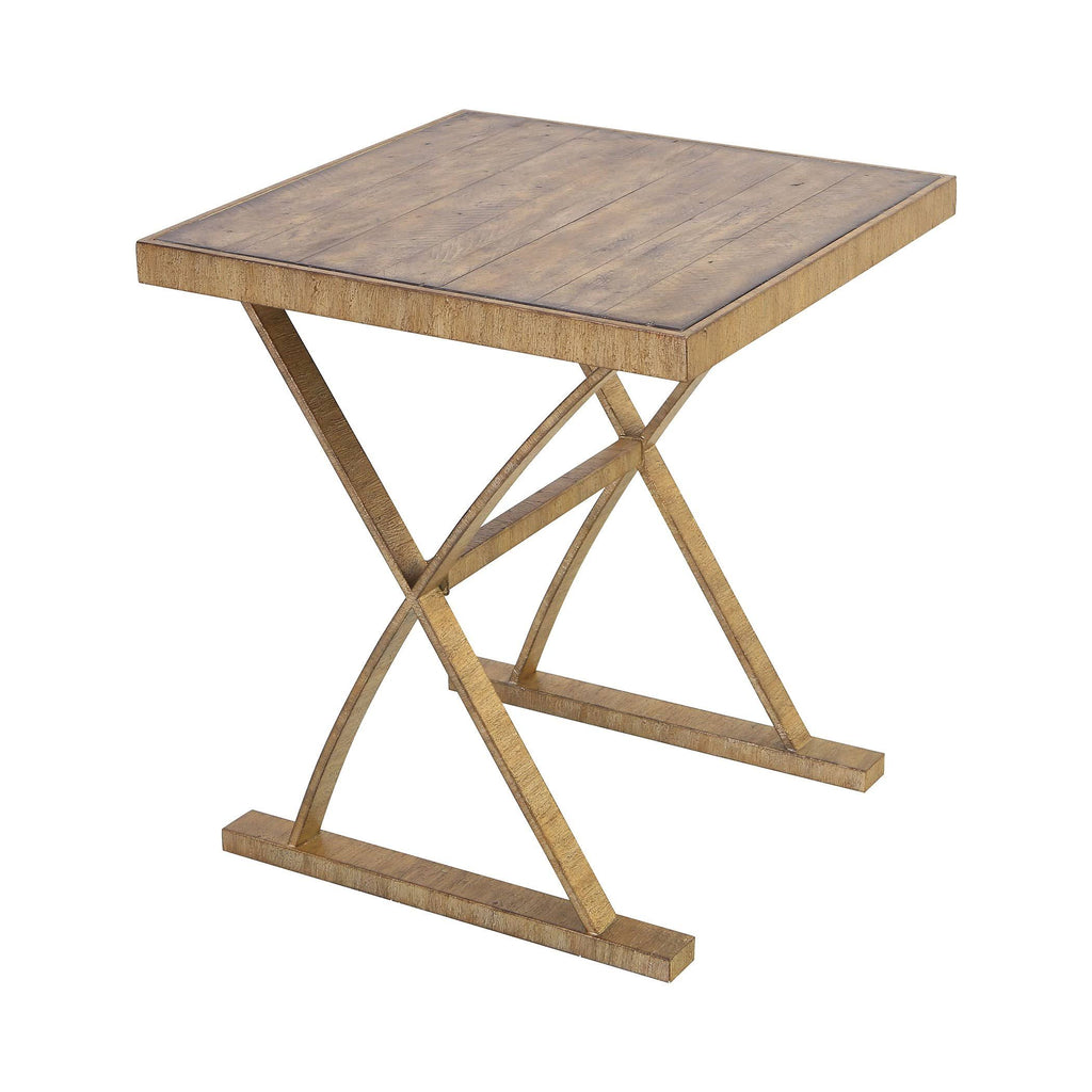 Bright Aged Gold and Brown Stained Solid Pine Console Table A5756