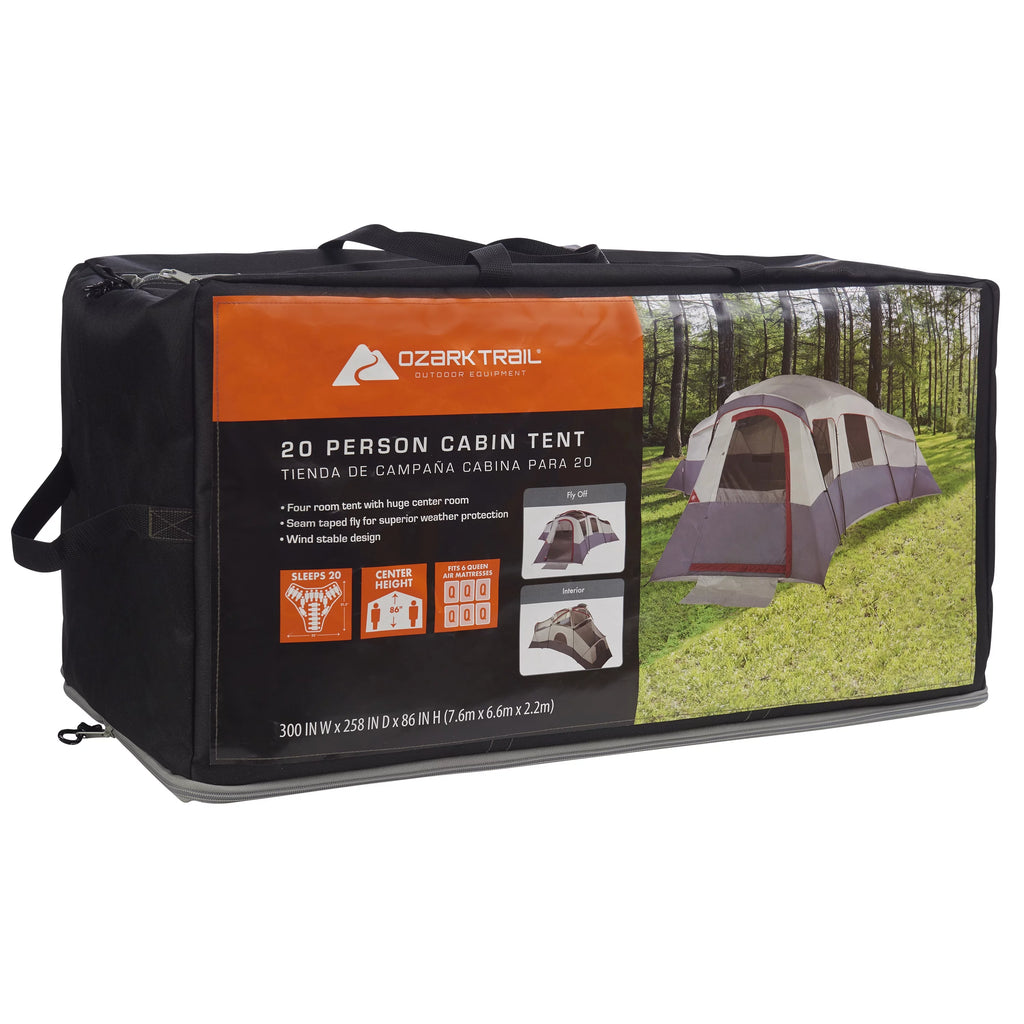 20-Person 4-Room Cabin Tent with 3 Separate Entrances A2462