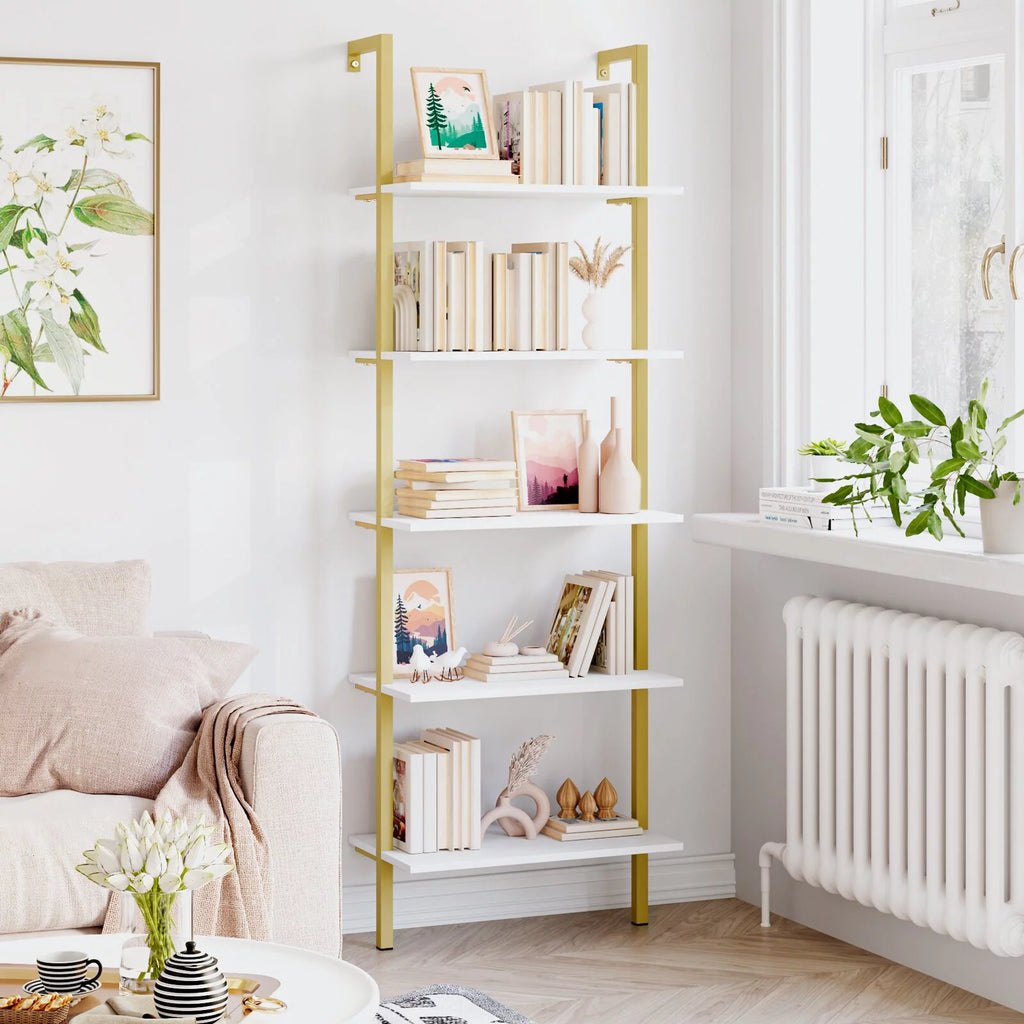 Wall Mounted 5 Tiers Ladder Shelves O64589