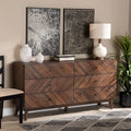 Walnut Brown Wood 6-Drawer Dresser J2394