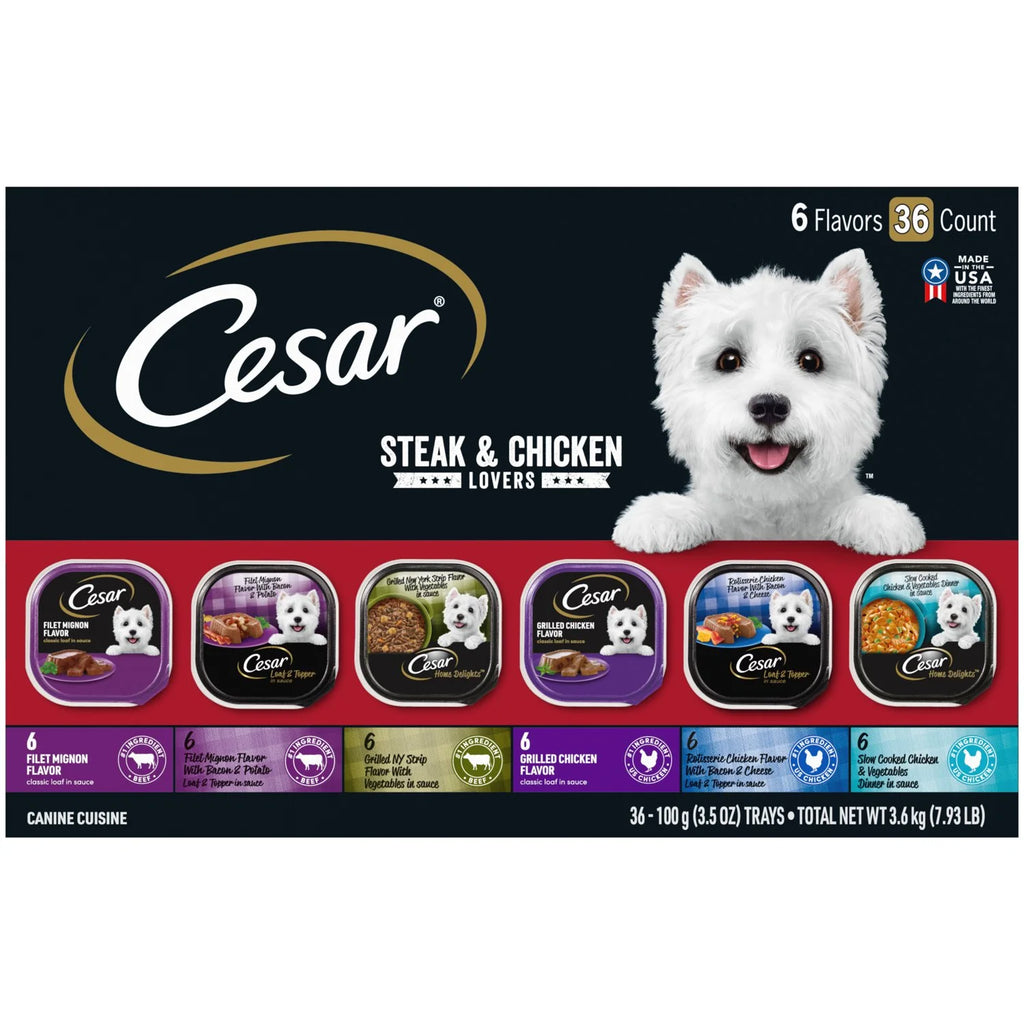 Steak and Chicken Wet Dog Food Variety Pack, 3.5 oz Trays (36 Pack) T707661
