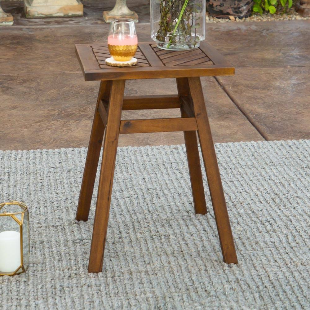 Dark Brown Acacia Wood Outdoor Side Table L549