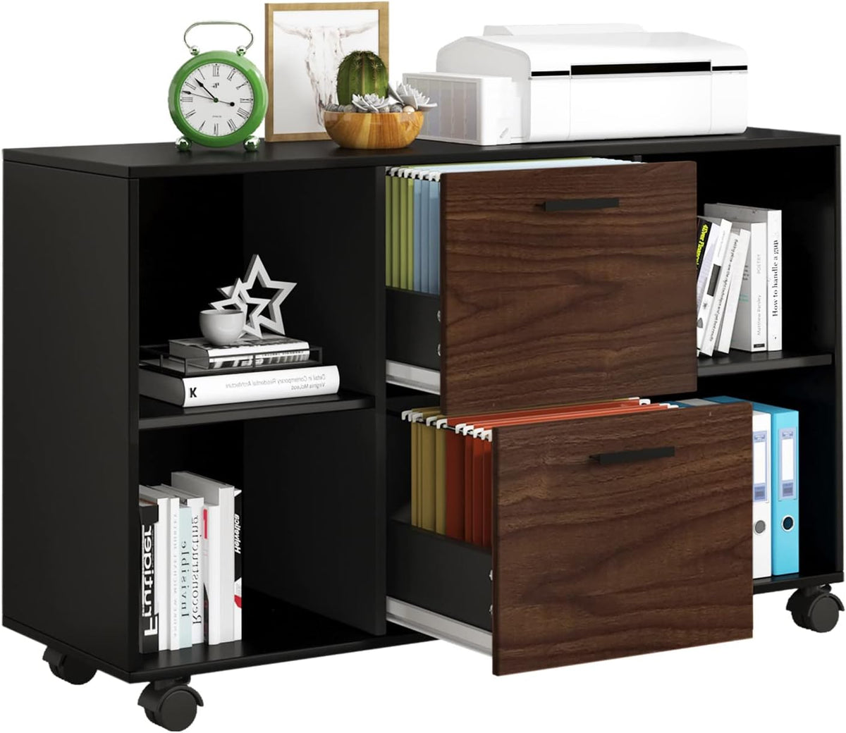 Black 2 Drawer Mobile Filing Cabinet with Storage R2577