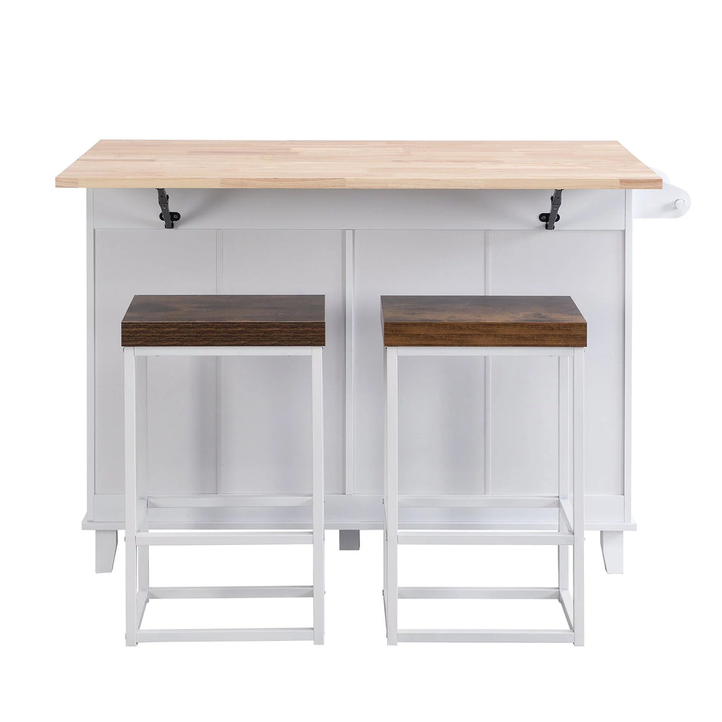White Kitchen Island Set with 2 Seatings L483
