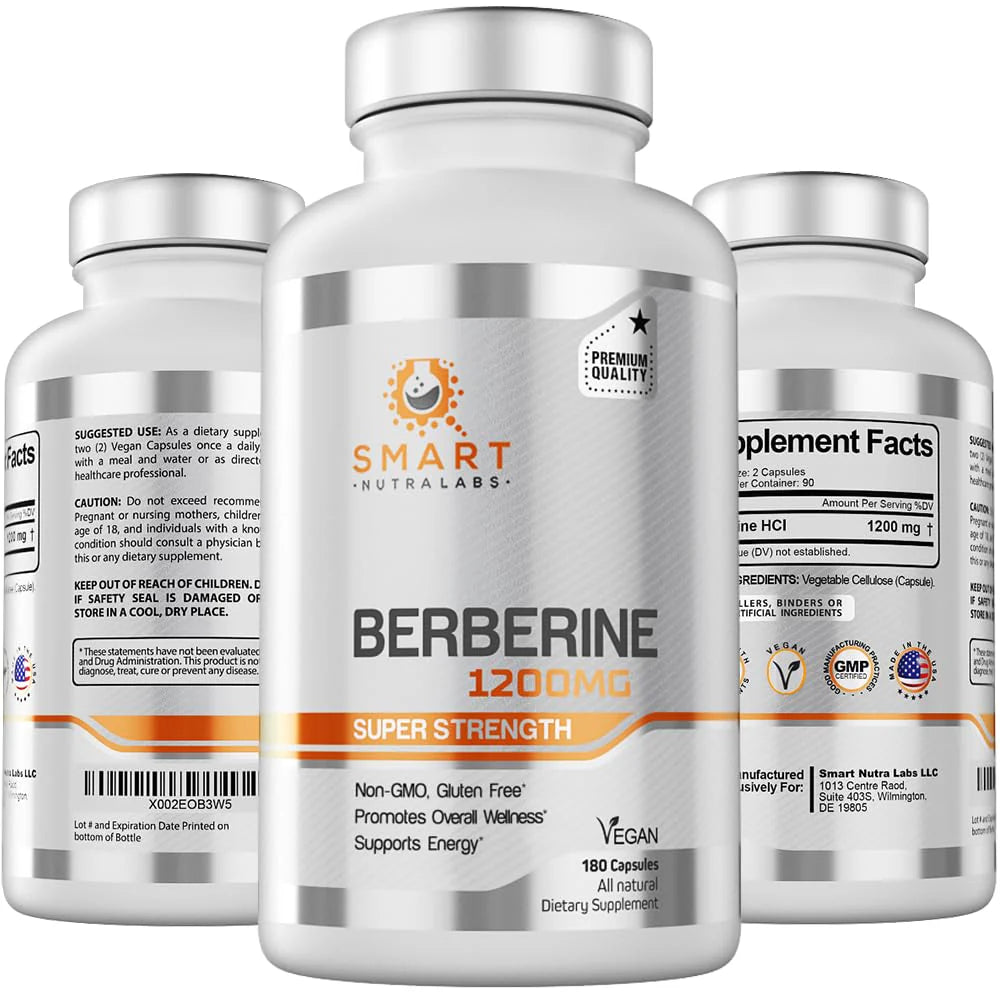 Berberine HCL 1200mg 180 Vegan Capsules Non-GMO Gluten Free K677108