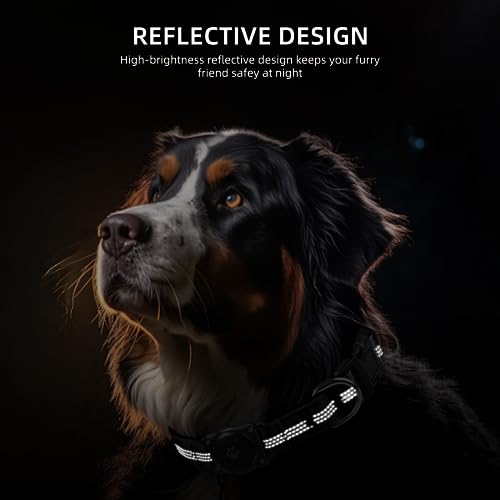 IP68 Waterproof Reflective Padded Dog Collar (M, Hotpink) V53444
