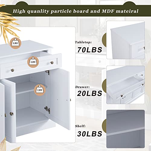 60" White 4-Door Sideboard Buffet with 2 Drawers and Adjustable Shelves W577108
