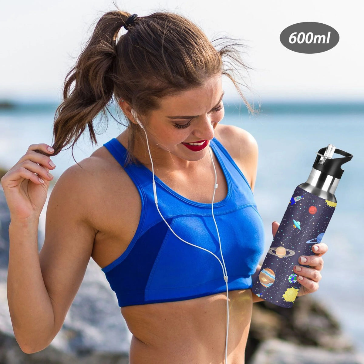 20 OZ Stainless Steel Water Bottle with Straw Lid T12256