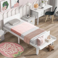 White Twin Size Solid Wood Platform Bed Frame with Footboard Bench M60965