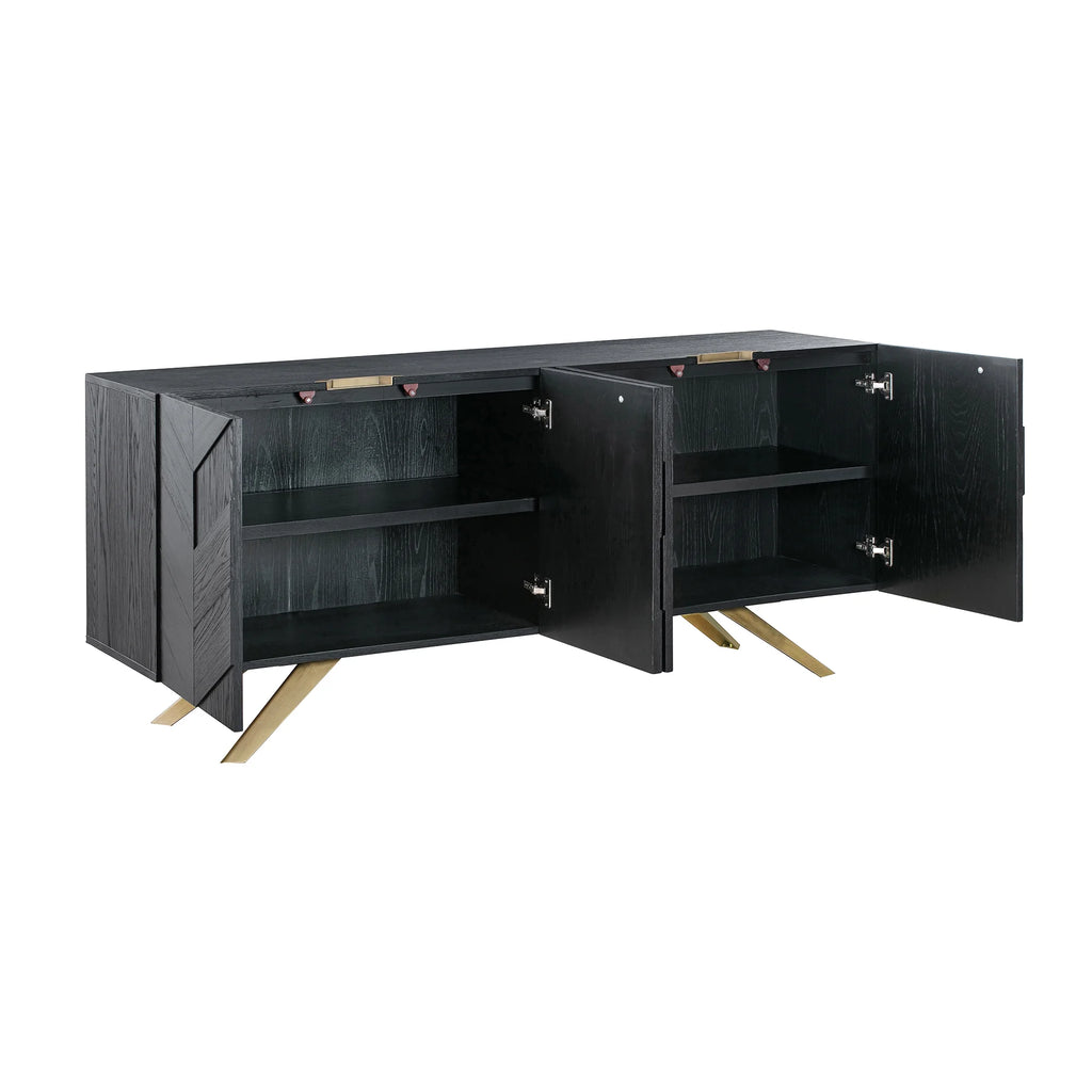 Black 4-Door Wood Sideboard Buffet O894186