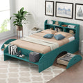 Wood Full Size Platform Bed with Bookcase Headboard and 2 Drawers D61094