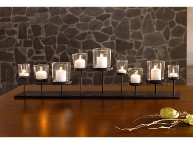Pedestal Candle Centerpiece with Nine Metal Candle Holders P432