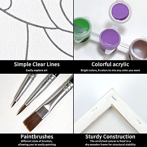 2 Pack Pre Drawn Canvas Painting Kit 8x10 H505