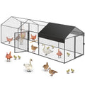 Large Metal Chicken Coop 120" L×40" W×40" H Heavy Duty Chicken Run Hen House with Waterproof Anti-UV Cover S434523