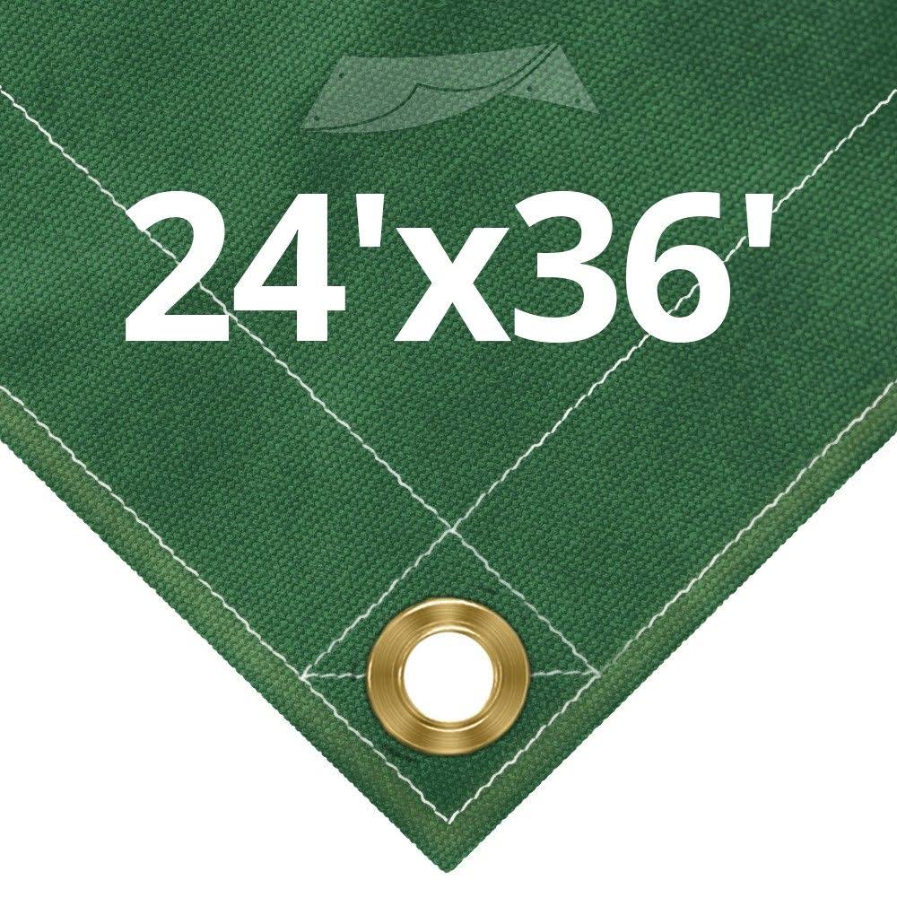 12 oz Green Canvas Tarps 24' x 36' V92132