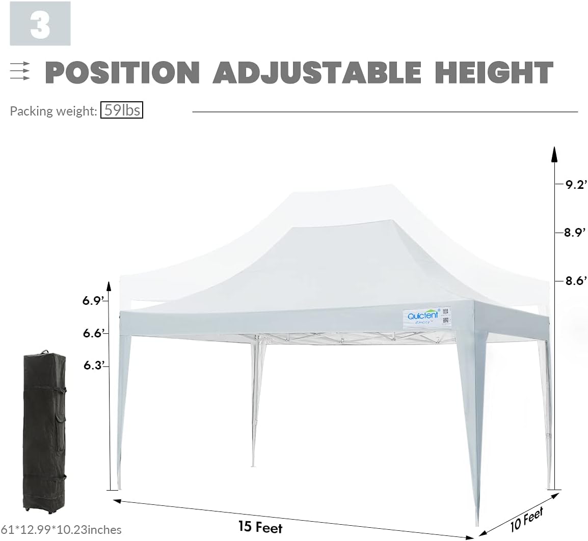 10x15 Pop Up Canopy Tent with Sidewalls and Wheeled Carry Bag O791