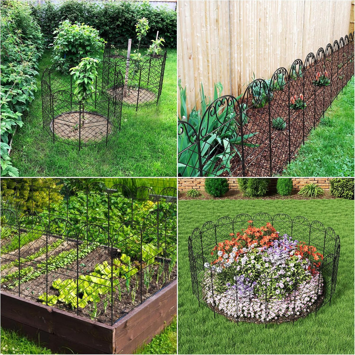 10 Panels Rustproof Metal Wire Garden Fence S459648