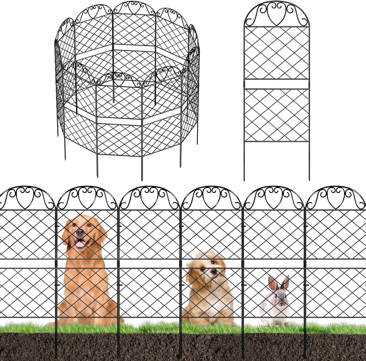 10 Panels Rustproof Metal Wire Garden Fence S459648