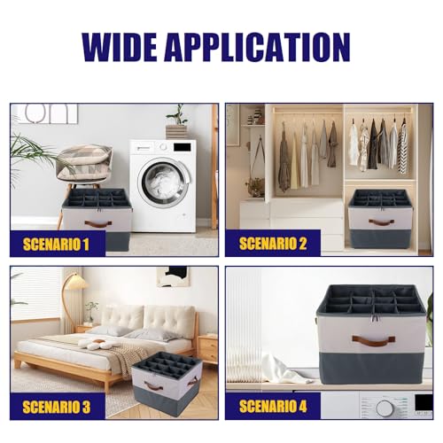 Grey Fabric Shoe Storage Bins for Closet, 16 Pairs T321240