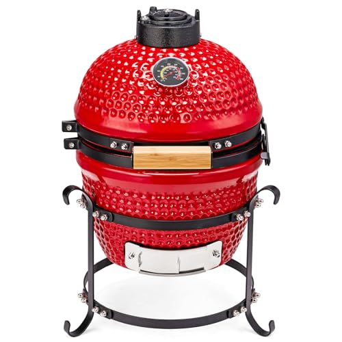 13IN Red Ceramic Charcoal Grill with Inner Liner S3222