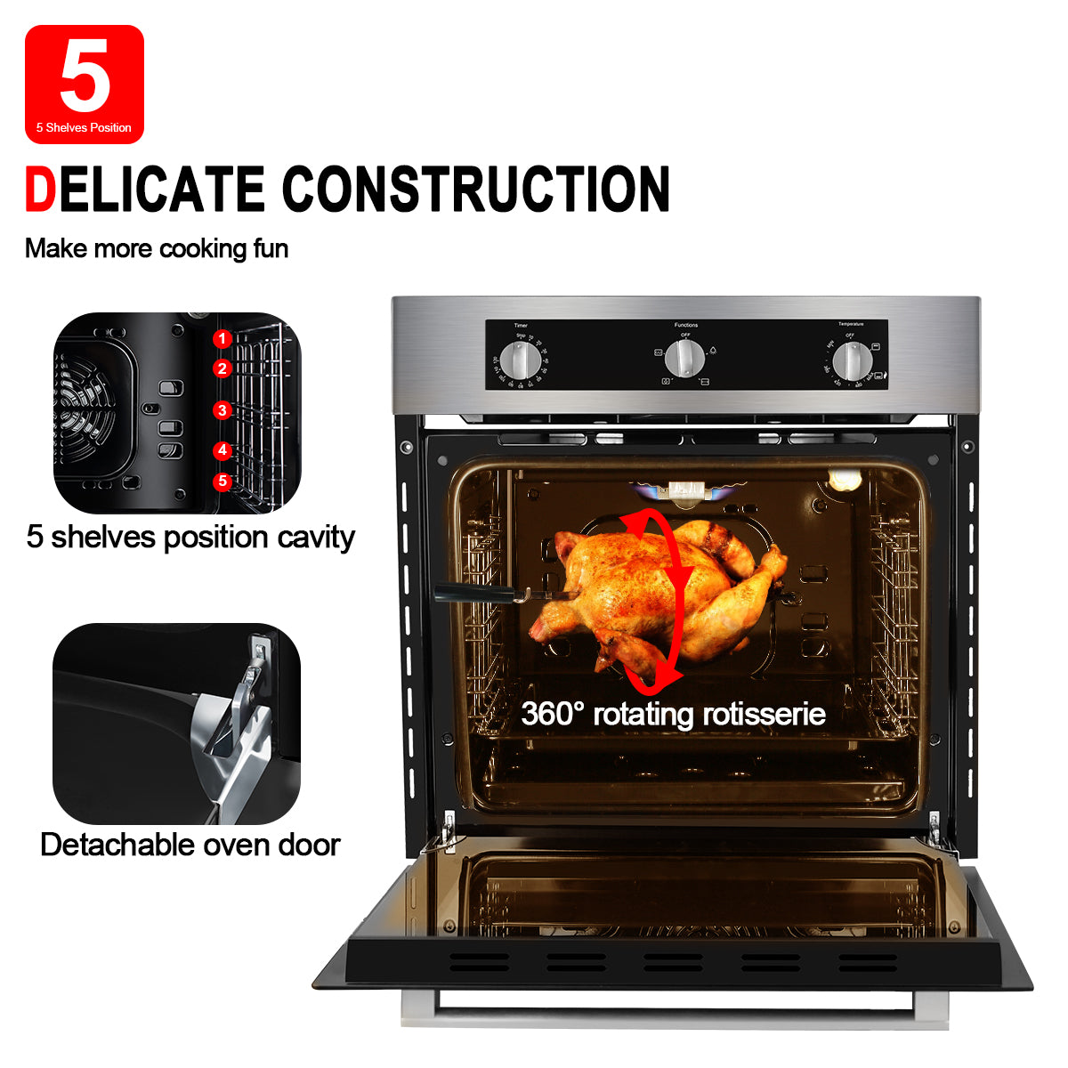 24" Built-in Natural Gas Convection Oven with Rotisserie, Stainless Steel S26286