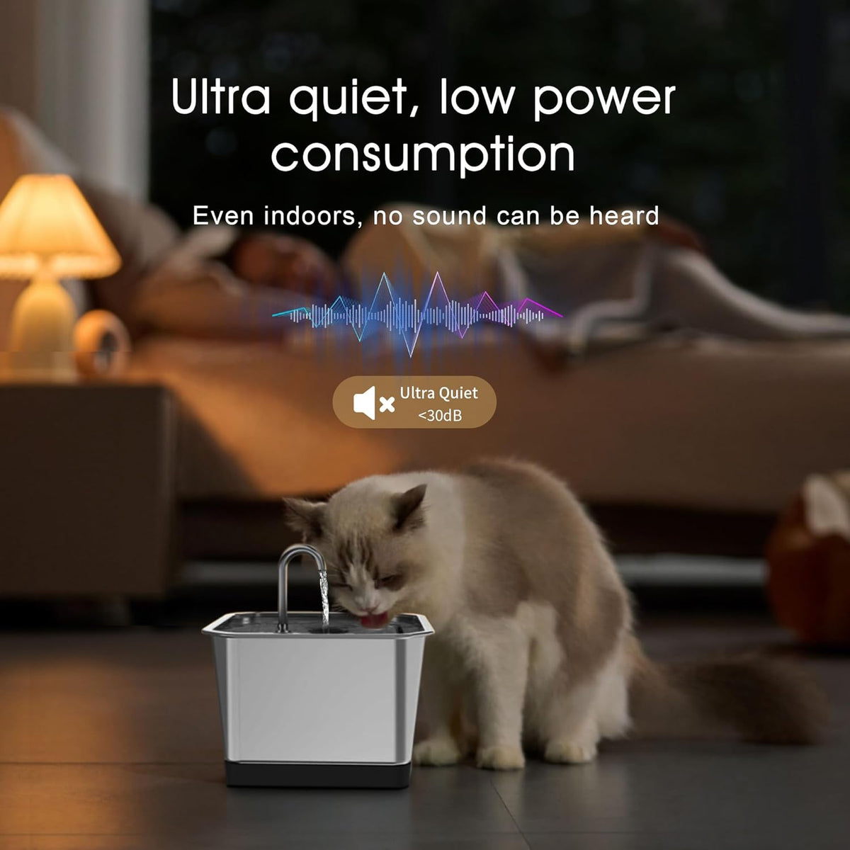3.5L Stainless Steel Cat Water Fountain with Motion Sensor D836015
