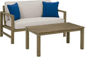 Beige Eucalyptus Patio Loveseat with Table G248