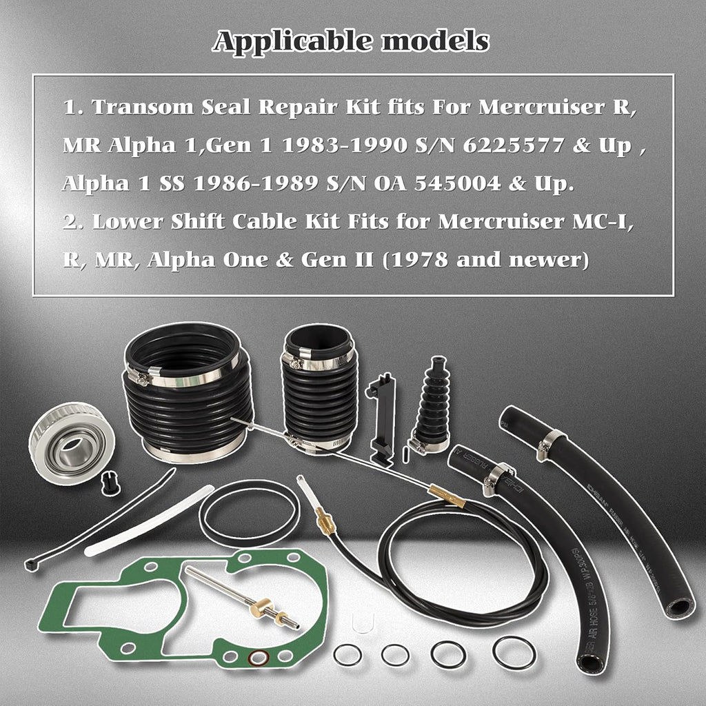 Transom Bellows Repair Reseal Kit with Lower Shift Cable C186605