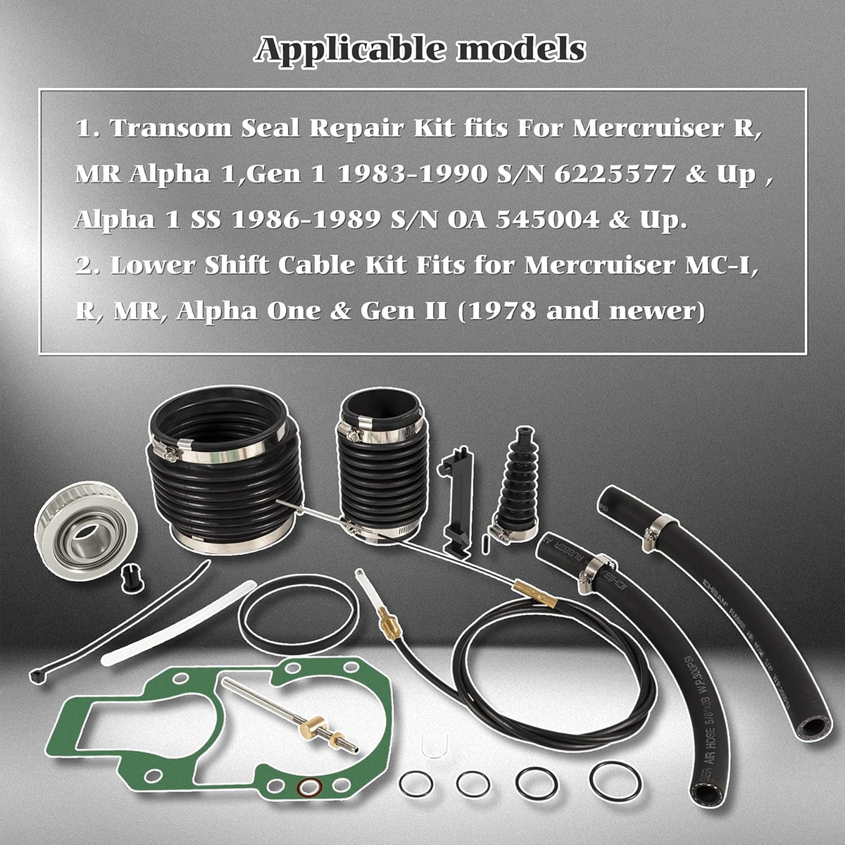 Transom Bellows Repair Reseal Kit with Lower Shift Cable C186605