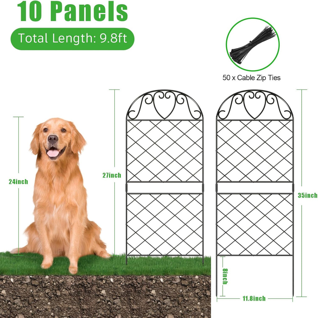 10 Panels Rustproof Metal Wire Garden Fence S459648