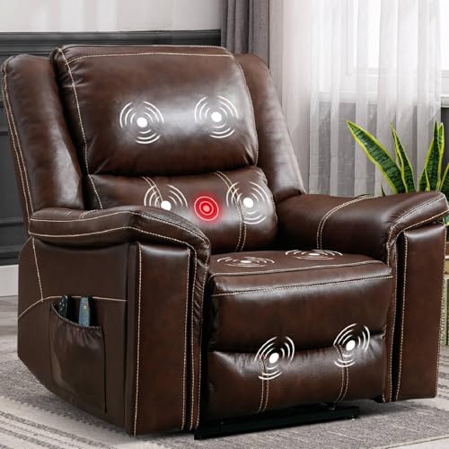 Dark Brown Genuine Leather Power Lift Recliner Chair S315
