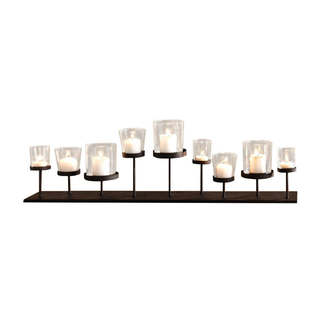 Pedestal Candle Centerpiece with Nine Metal Candle Holders P432