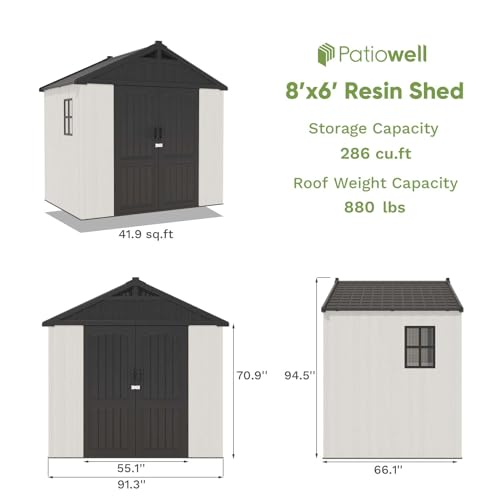 8' x 6' Plastic Outdoor Storage Shed with Floor X3473