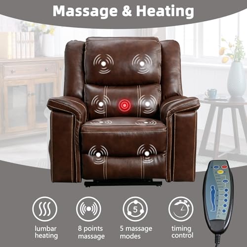 Dark Brown Genuine Leather Power Lift Recliner Chair S315