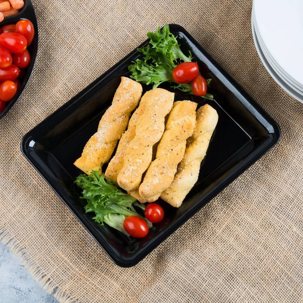 Black Plastic Rectangular Cater Tray - 25/Case N671794