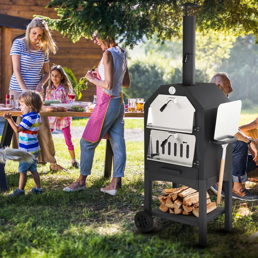 Portable Wood Burning Outdoor Pizza Oven with Pizza Stone and Peel S399