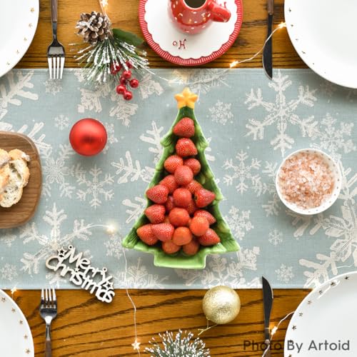 Navy Blue Snowflakes Christmas Table Runner 13x72 Inch F313
